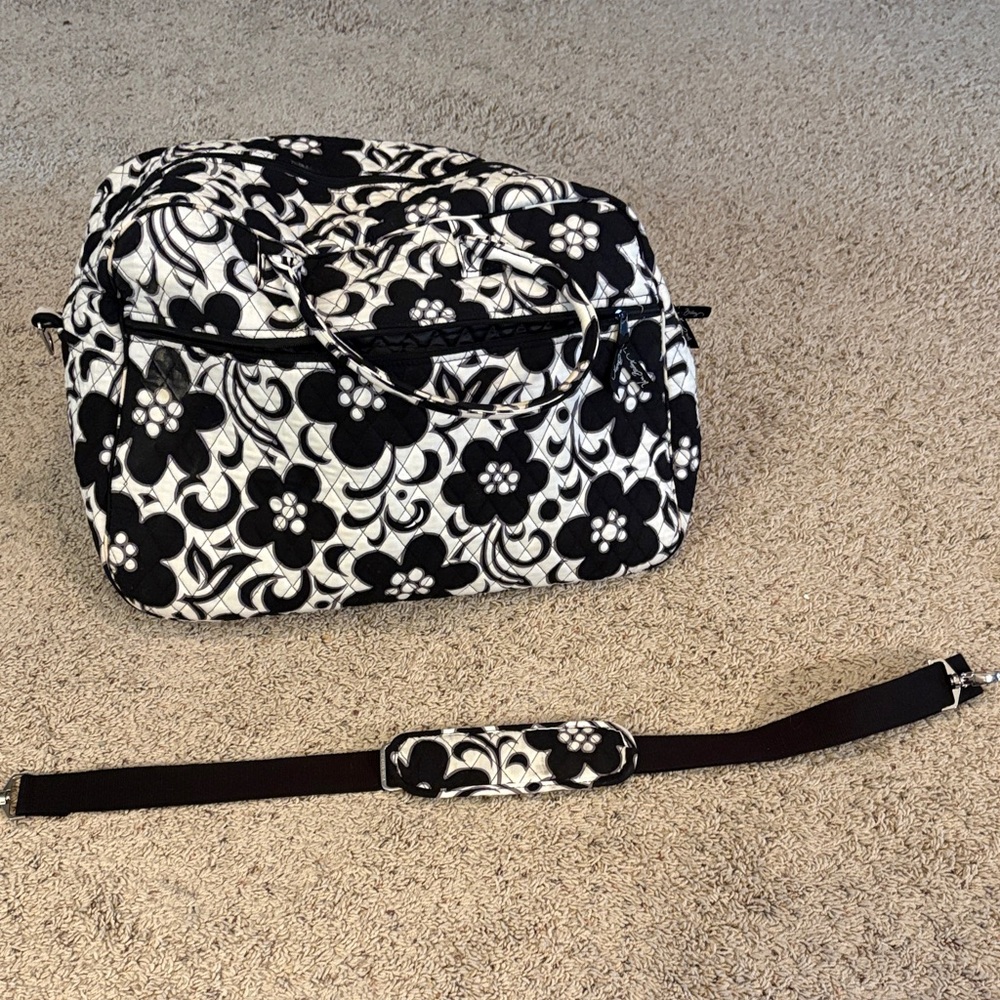 Vera Bradley Black and White Floral Travel Bag - Picture 2 of 4